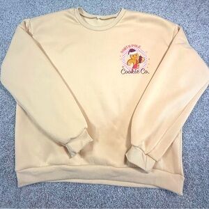 Festive beige North Pole Cookie Co. Holiday Christmas Sweatshirt – Size XL